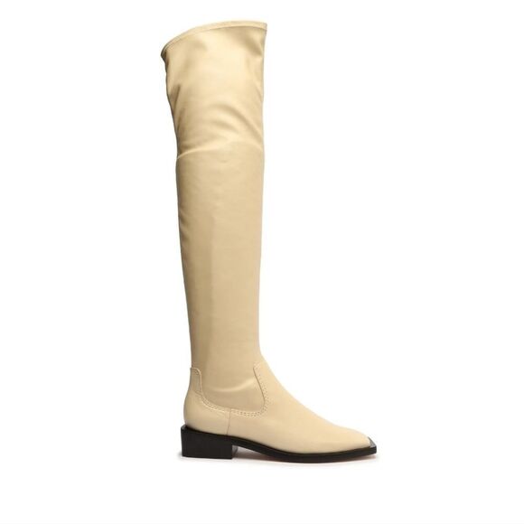 New Schutz-shoes XGuily Up Leather Boot SCHUTZ cream tall crab 7.5 zip up - Picture 1 of 7